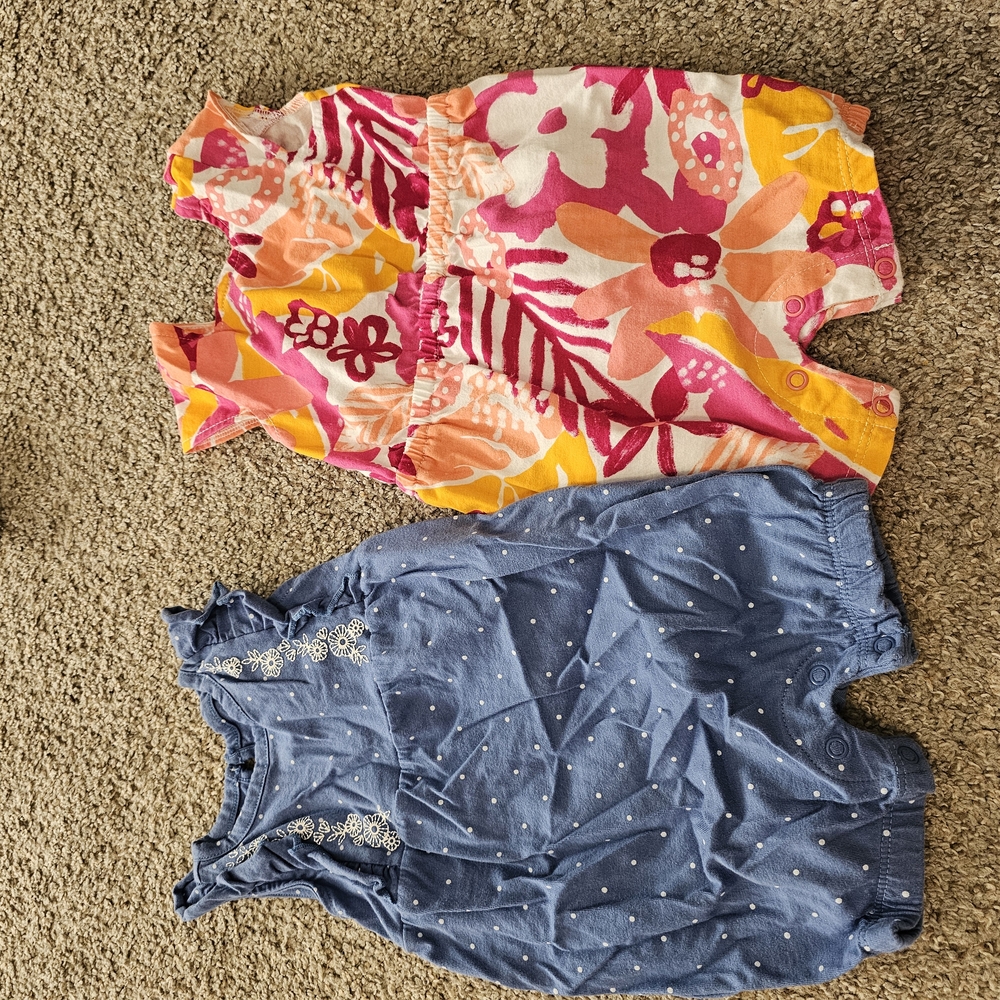 Floral and Polka Dot Kids Romper Set